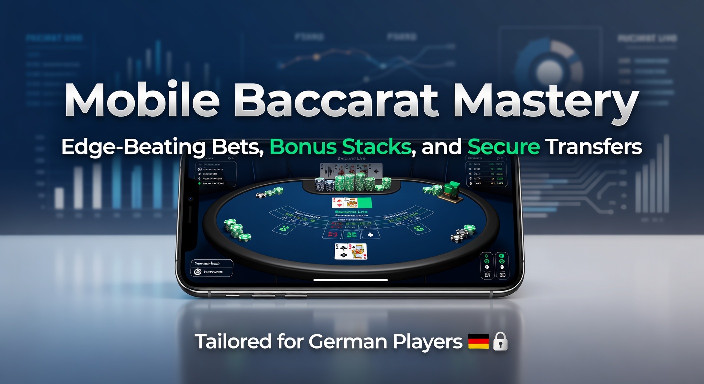 Smartphone mit Baccarat-Tisch auf dem Bildschirm, umgeben von Euro-Symbolen und sicheren Zahlungssymbolen für mobile Spieler in Deutschland